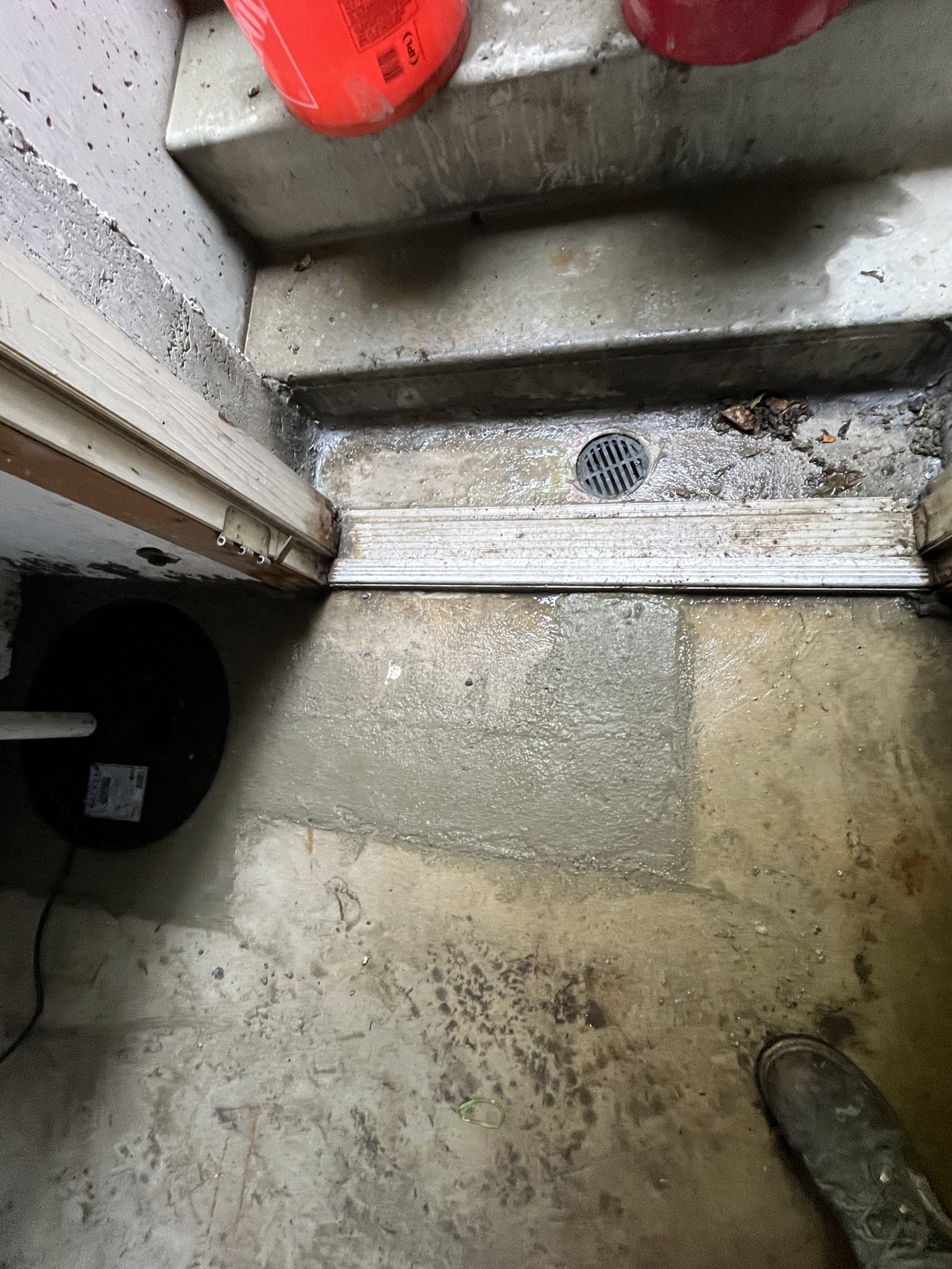 Basement entry drain and sump pump by Blue Line